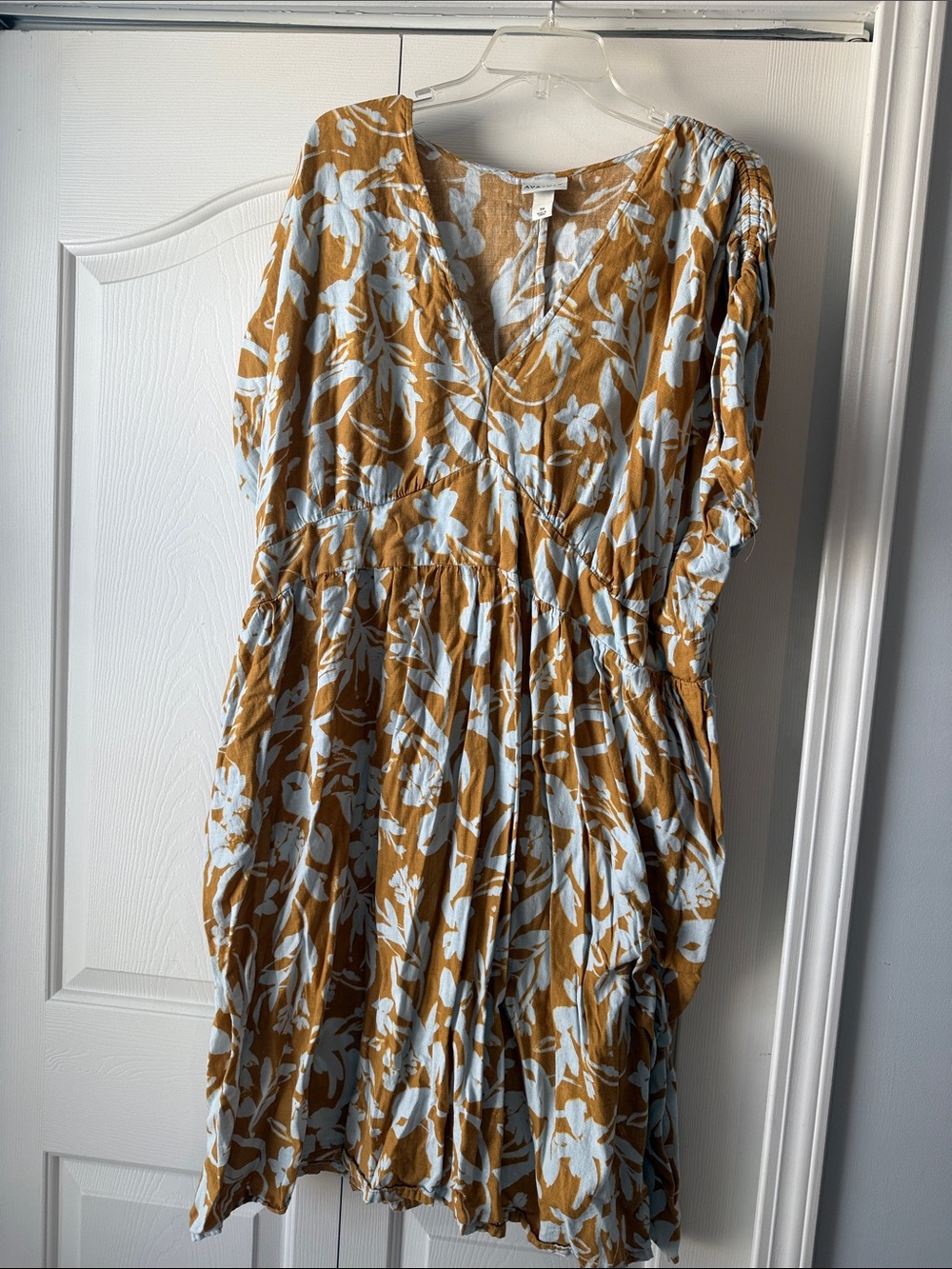 Ava & Viv Mustard Floral Wrap-Style Dress